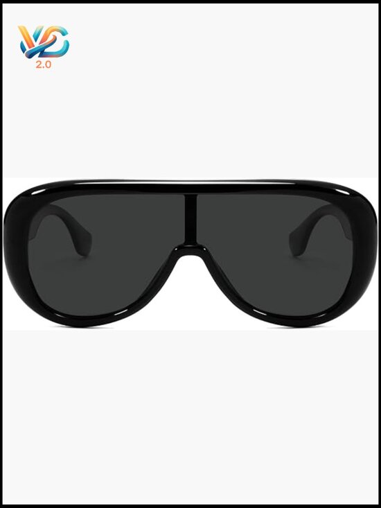 Oversized Square Sunglasses Trendy One-Piece Polarized Lens Retro Futuristic main image 4